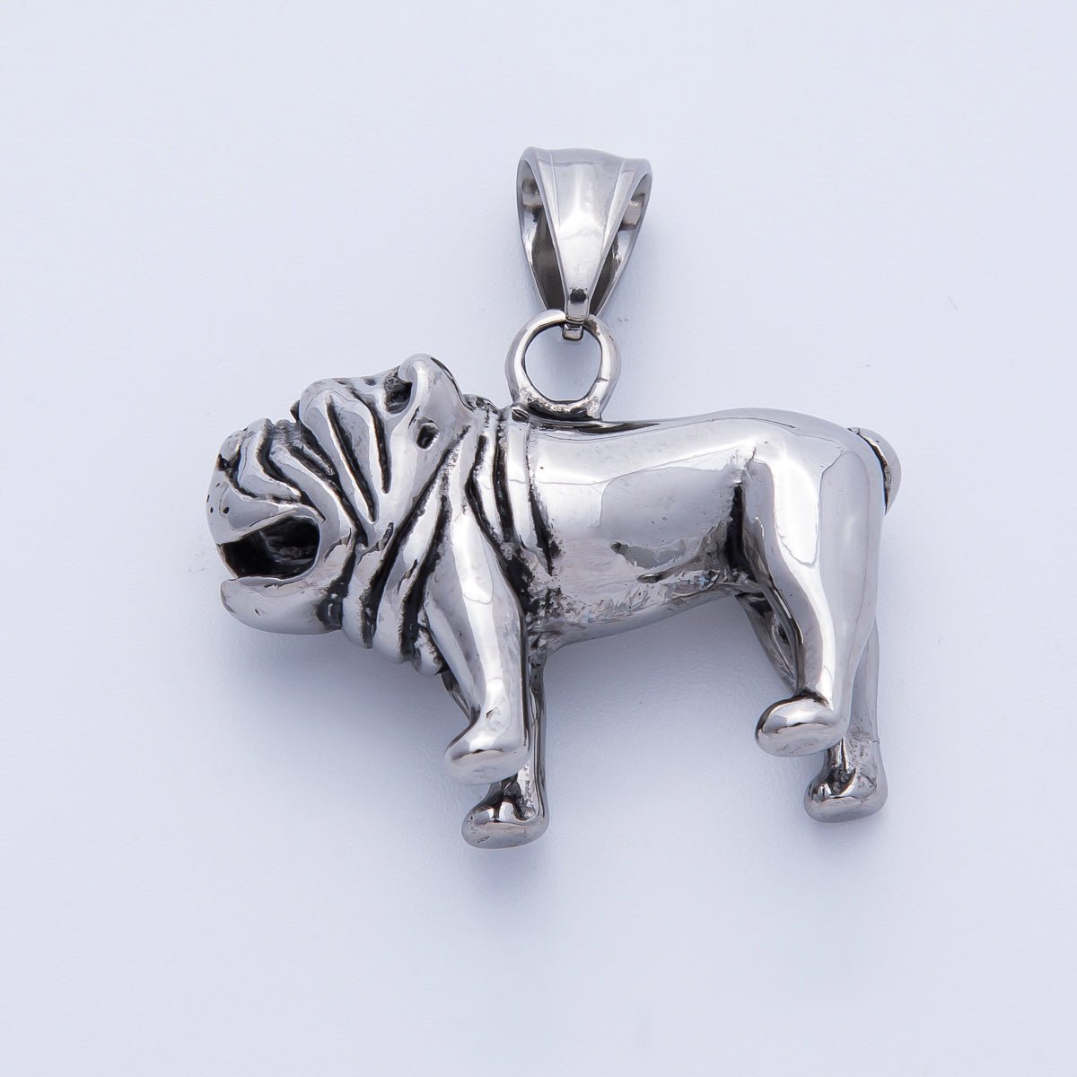 Stainless Steel 32mm Pug Bulldog Animal Pet 3D Multidimensional Pendant in Silver & Gold | Charms-00265 Charms-00266